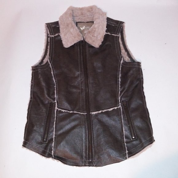Natural Reflections Vest Womens Medium Brown‎ Suede Fur Lining Ranch Western Zip - Picture 1 of 13